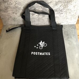 Postmates Insulated Tote Food Delivery Bag Reusable Zipper Black Hot Cold